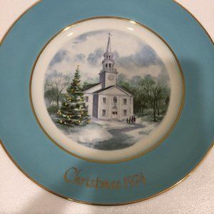 Vintage Avon Christmas Plate- 1974, Country Church